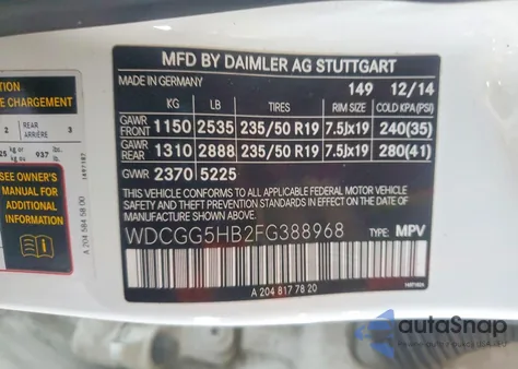 2015 Mercedes-Benz Glk 350 z USA, uszkodzony, nr VIN WDCGG5HB2FG388968